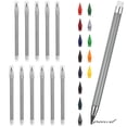thumbnail image 1 of 12Packs Infinite Inkless Pencils with Erasers & 13 Colored Replaceable Nibs, Reusable Magic Metal Eternal Pencils for Writing, Drawing, Home & Office Use (Gray), 1 of 7