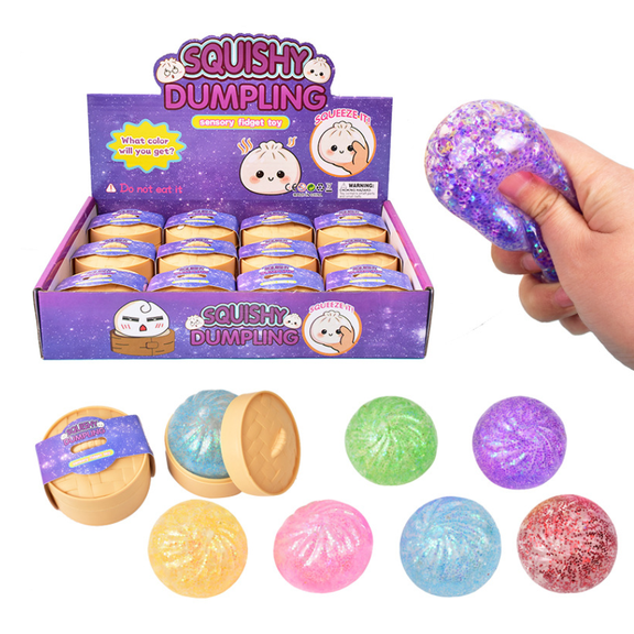 12Packs Mystery Dumpling Squishy - Super Soft Giant Dumpling Squishy with Steamer Box