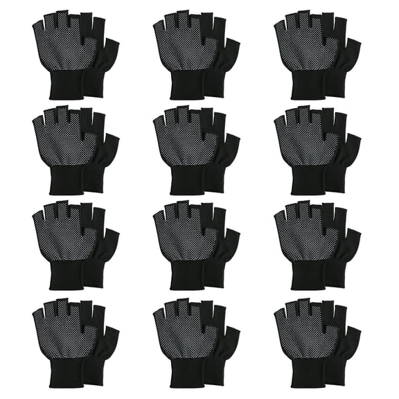 12Pair Fingerless Gloves Soft and Breathable Workout Gloves Outdoor Half Finger Gloves for Women and Men Enduring