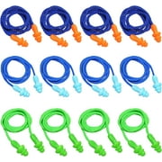 12Pairs/30Pairs Corded Ear Plugs Soft Silicone Reusable Earplugs Noise Cancelling for Hearing Protection, Sleeping