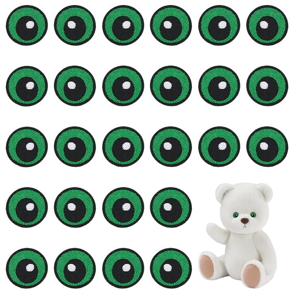 12Pairs Computerized Embroidery Cloth Self Adhesive Patches Stick On Patch Costume Accessories Appliques Eye Green 27.5x1.3mm