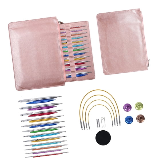 12Pairs Interchangeable Aluminum Tunisian Crochet Hook with Cable 3.0mm-10mm