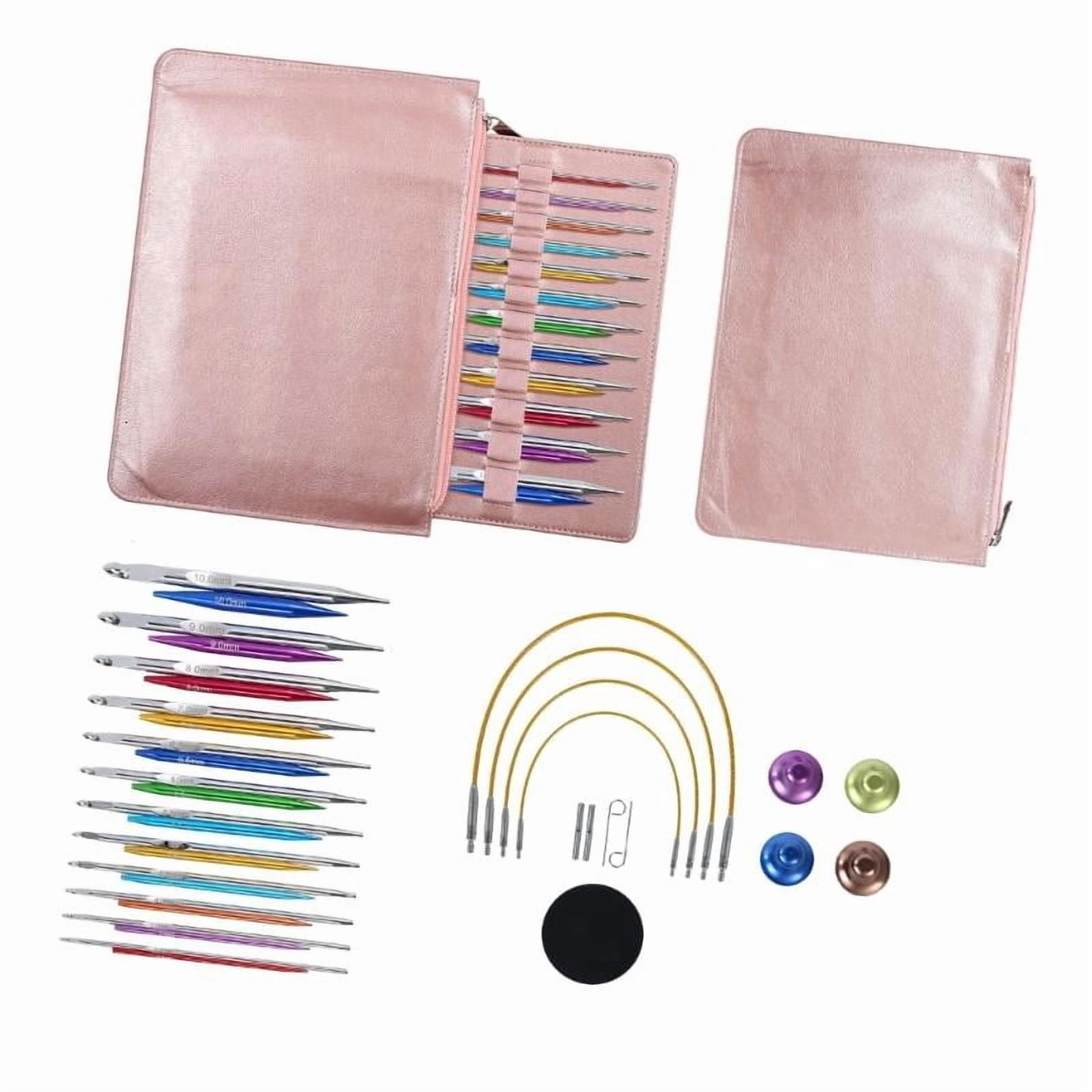 12Pairs Interchangeable Tunisian Crochet Hook Circular Knitting Needle with Bag