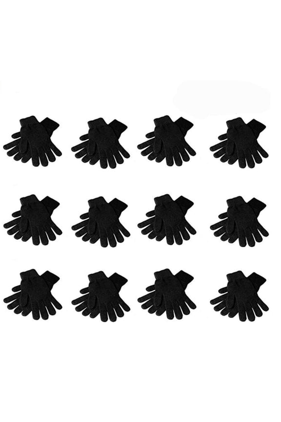 12Pairs Kids Warm Magic Gloves, Cold Weather Gloves Stretchy Knit Gloves Winter Magic Gloves Wholesale for Boys Girls Baby Teens Toddlers Children