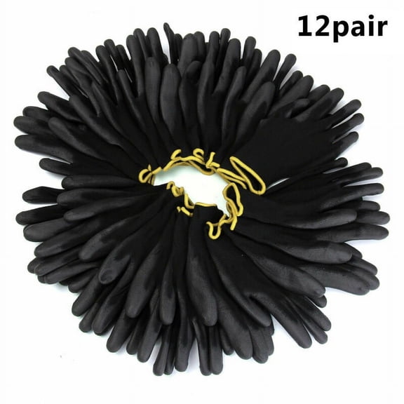 12Pairs Safety Coating Work Gloves Hand Protect PU Nylon Antiskid Dust-proof