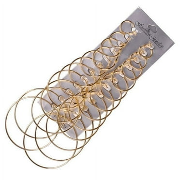 12Pairs/Set Gold Big Round Circle Hoop Dangle Earrings Women Jewelry