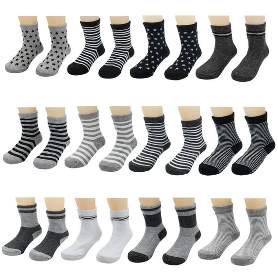12Pairs Toddler Non-Slip Socks With Grips kid Baby Boys Girls infants Anti-Slip Crew Cotton Socks 1-7T