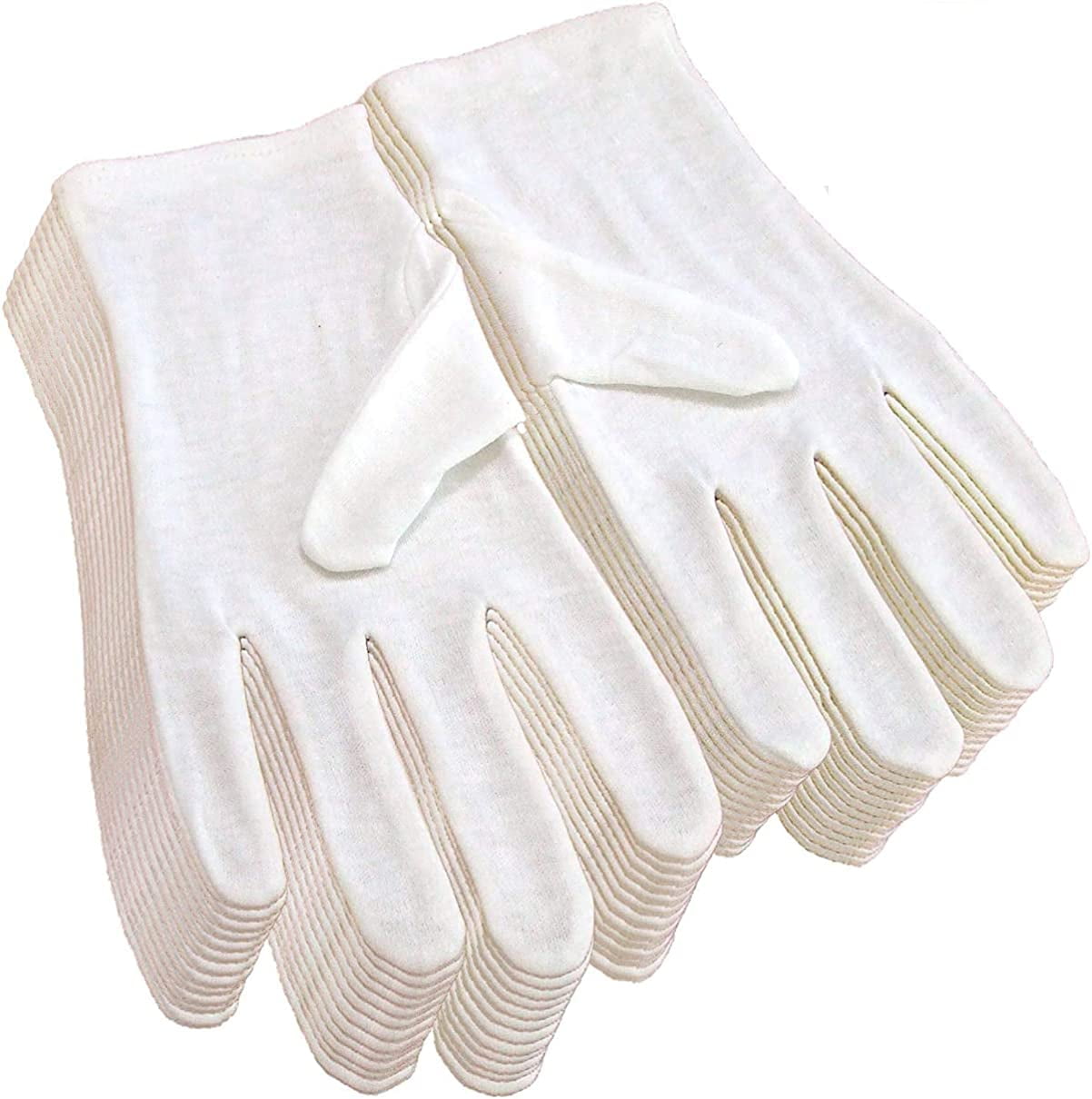 12Pairs White Cotton Gloves for Eczema and Dry Hands Breathable Work