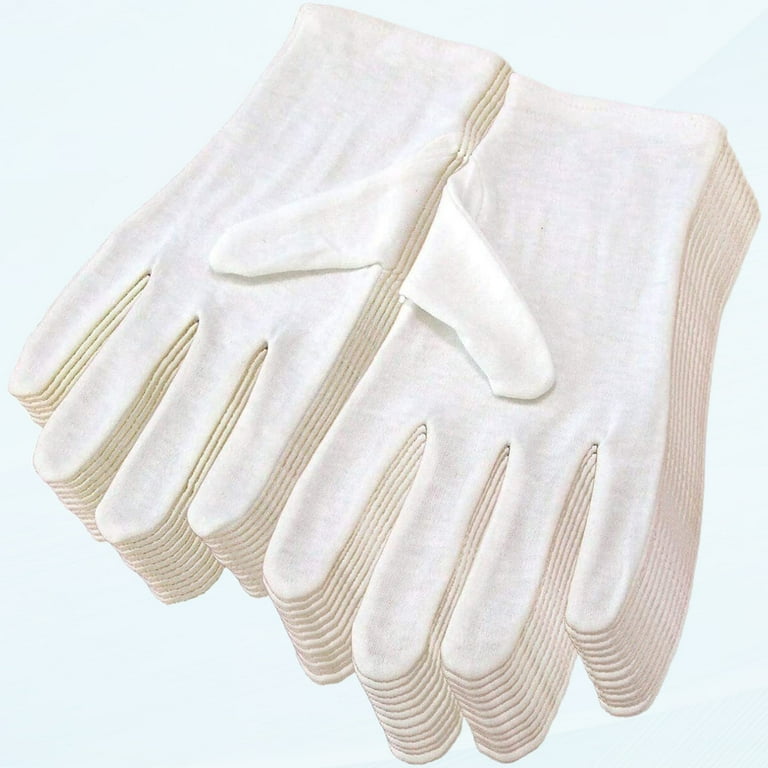 12Pairs White Cotton Gloves for Eczema and Dry Hands Linen