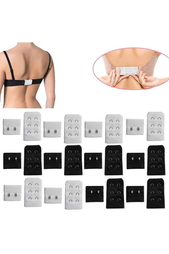 12Pc Bra Strap Low Back Converter Adjustable Extender Backless 12 Hook Set Women