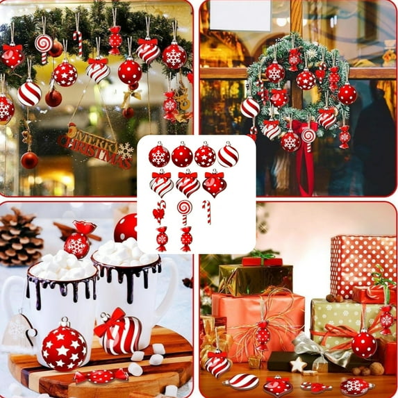 12Pc Christmas Lollipop Ornaments,Candy Cane Christmas Decorations,Candy Christmas Tree Decorations,Mini Candy Cane Hanging Ornaments Pendants,Candy Cane Decorations,Xmas Tree Party Home Decor