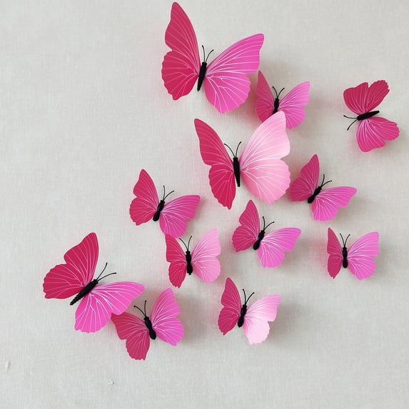 12Pc Clearance Under $3 Butterfly Wall Stickers Butterfly Decal Pvc For Wall Pink Butterfly Sturdy Pink