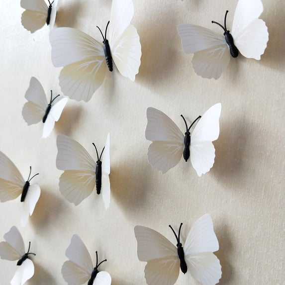 12Pc Clearance Under $3 Butterfly Wall Stickers Butterfly Sticker Pvc For Wall White Butterfly Sturdy White
