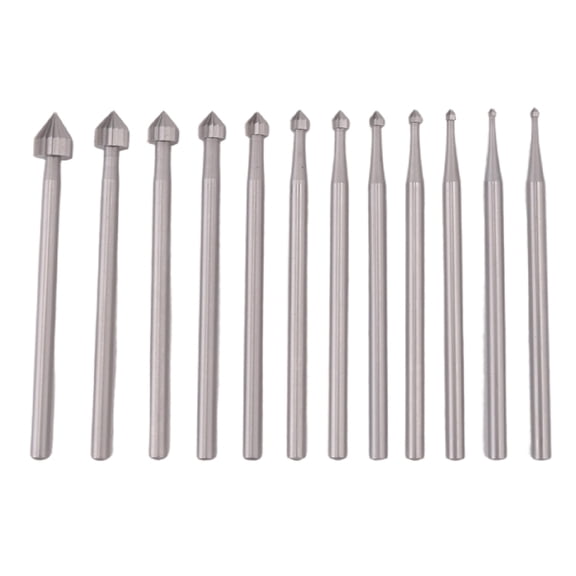12Pc Cylinder Cone Shape Carving Burr Sets Jewelry Burr SetsShank Jewelry Making Stone Setting Burs for Lapidary 008-040