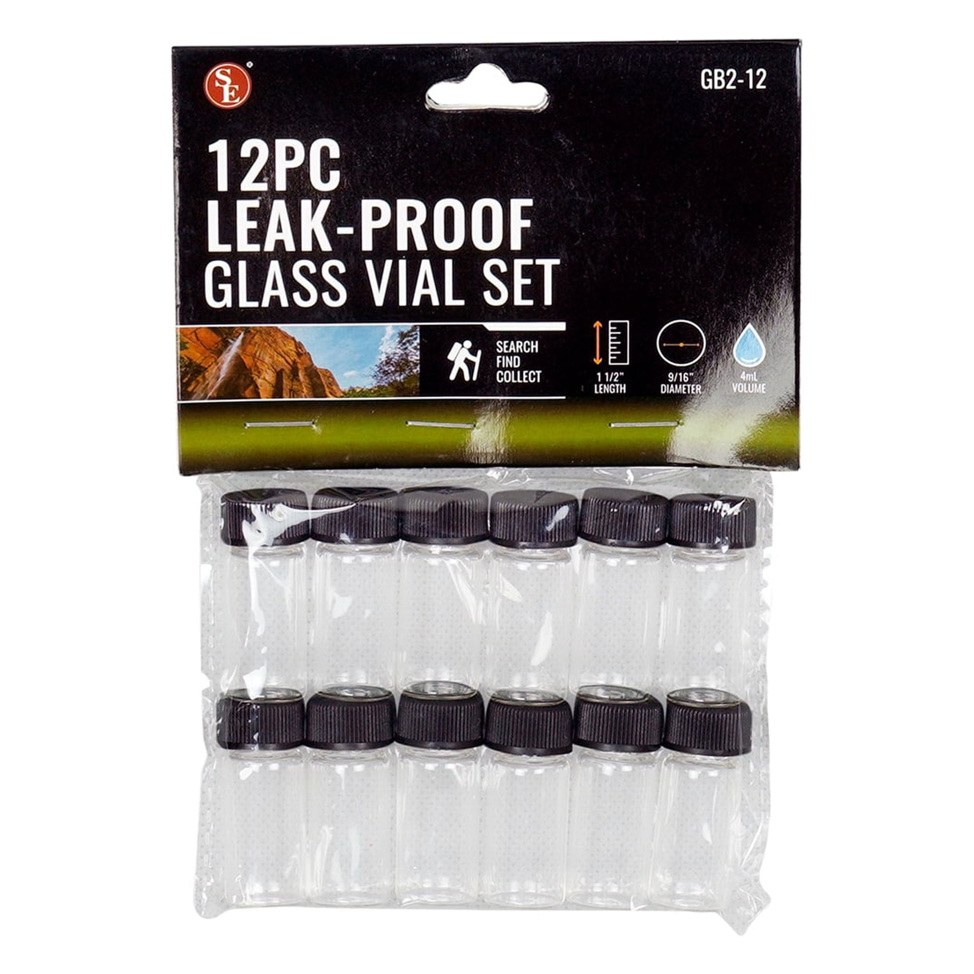 SERIOUS DETECTING 12Pc Display- 4ML Glass Vials (1-1/2", Outer Diameter: 9/16")
