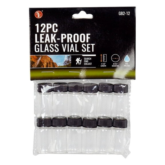 12Pc Display- 4ML Glass Vials (1-1/2", Outer Diameter: 9/16")