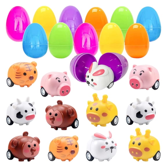 12Pc Easter Prefilled Eggs, Easter Egg Hunt,Party Favor, Basket Stuffers, Filling Treats, Goodie Bag Fillers, Classroom Prize Supplies
