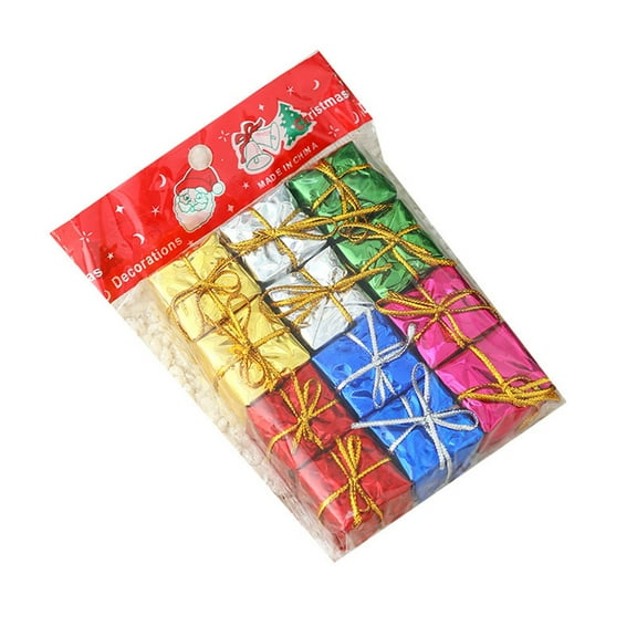 12Pc Mini Christmas Gift Box Set With Foam Material, Shiny Aluminum Foil And Hanging Design For Tree And Party Decor, 2.5X2.5X2.5In 0.6Lb