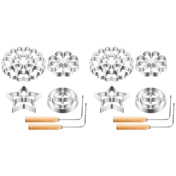 12Pc Rosette Iron Molds Set Bunuelos Mold with Handle Cooking Stamp Maker Kit Cookie Cutters Aluminum Alloy Waffle Molds