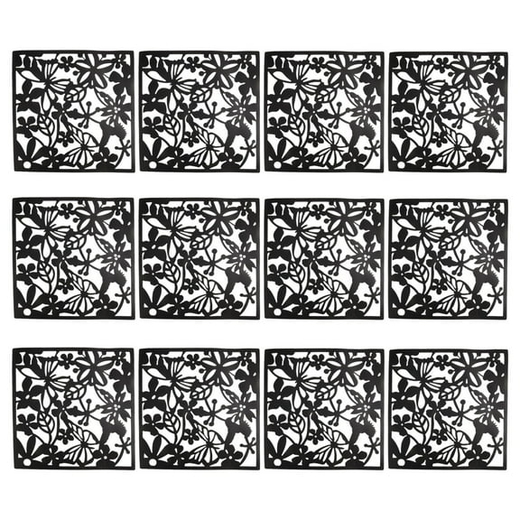12Pc Screen Hanging Panel Curtain Partition For Middle Partition Diy Art Decoration Hollow Flower Screen Partition Black Smile Home