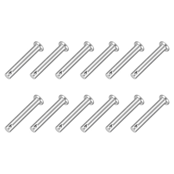 12Pcs 1/4" x 1-3/8" Single Hole Clevis Pins, 304 Stainless Steel Flat Head Pins
