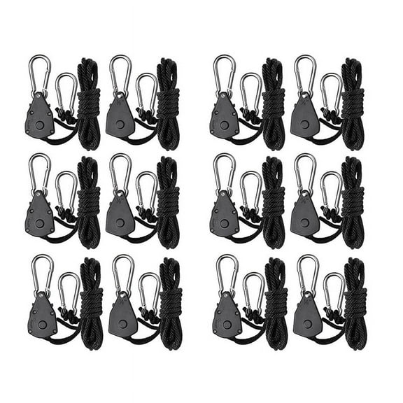 12Pcs 1/8 Inch Heavy-Duty Adjustable Light Ratchet Rope Hanger, Used for Gardening of Growing