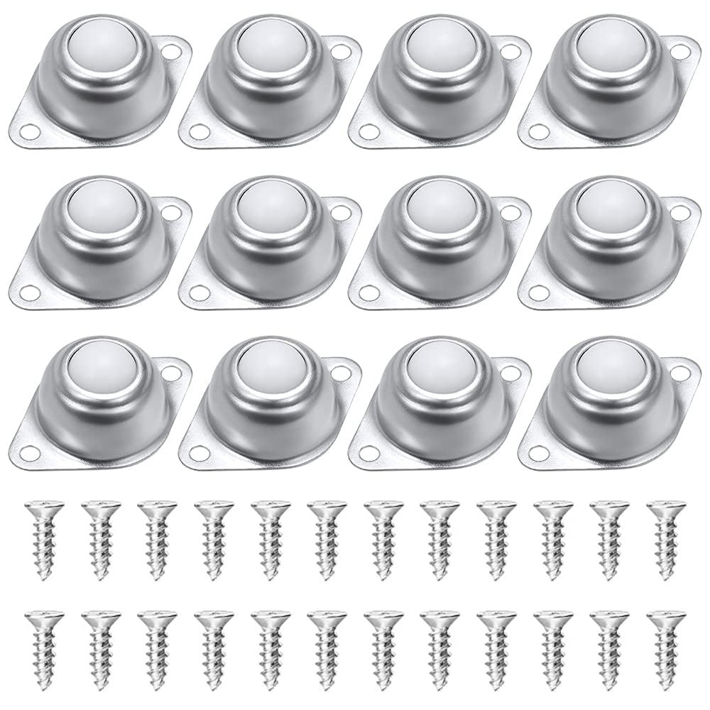 12PCS 1" Nylon Ball Bearing Rollers - 360° Transfer Ball Casters For Conveyors, Furniture, Stands