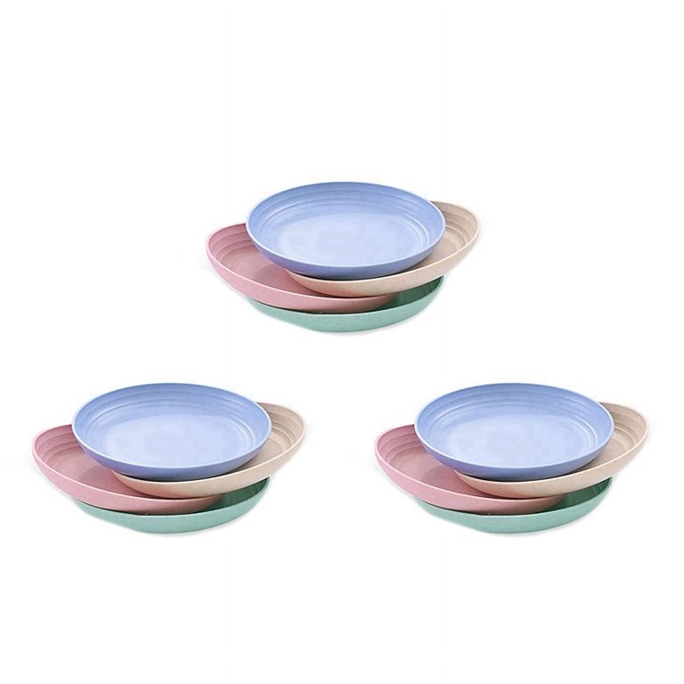 12Pcs 10 Inch Wheat Straw Deep Dinner Plates - Microwave and
