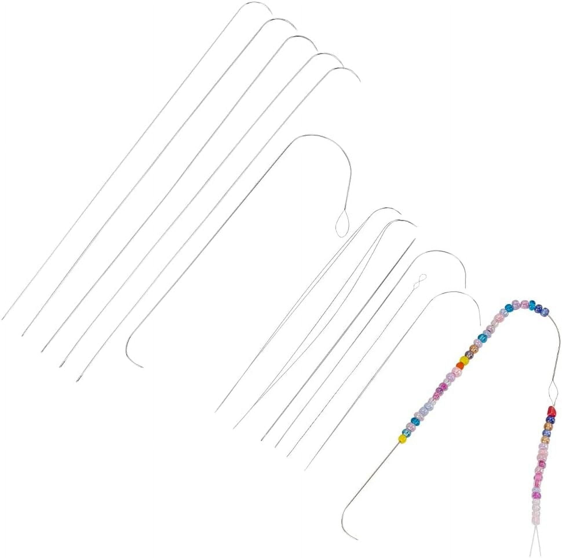12Pcs 10 Styles Steel Beading Needles with Hook for Bead Spinner Curved Needles for Beading Jewelry Stainless Steel Color 9~1.4x2.4~3x0.02~0.17cm