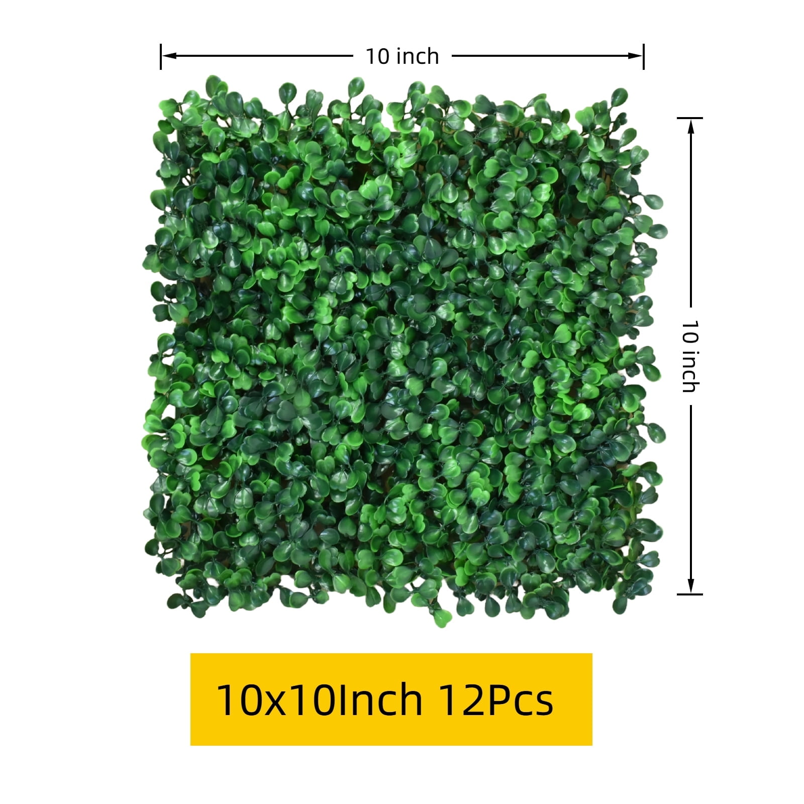12Pcs 10" x 10" Artificial Grass Wall Panels,UV Protected Greenery Garden Fence, High Density Privacy Hedge Screen Wall for Backyard,Green Square,Faux Boxwood Greenery Backdrop Patio