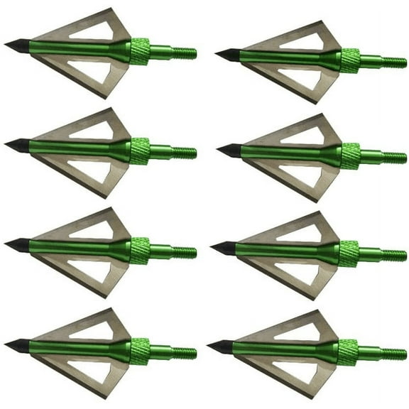 12Pcs 100 Grain 3 Blade Crossed Broadhead Screw-in Arrows Tips for Compound Bow Crossbow Archery Hunting with Broadheads -Green