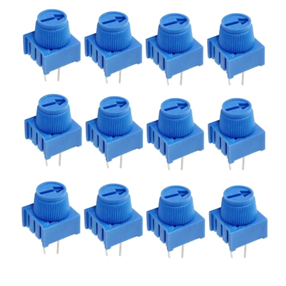12Pcs 10K Ohm Breadboard Trim Potentiometer, Blue Knob Variable Resistors Trimmer Potentiometer Assortment Kit for Arduino.