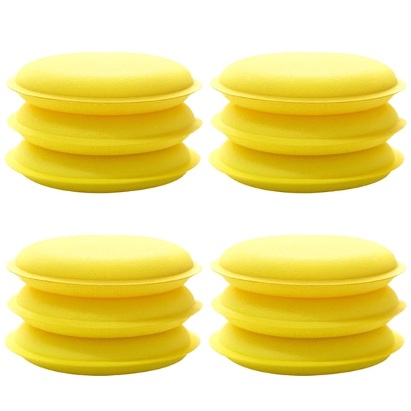 12Pcs 10cm Car Waxing Sponge Round Applicator Easy Cleaning Leather Polish Pad Foam Microfiber Universal Washable