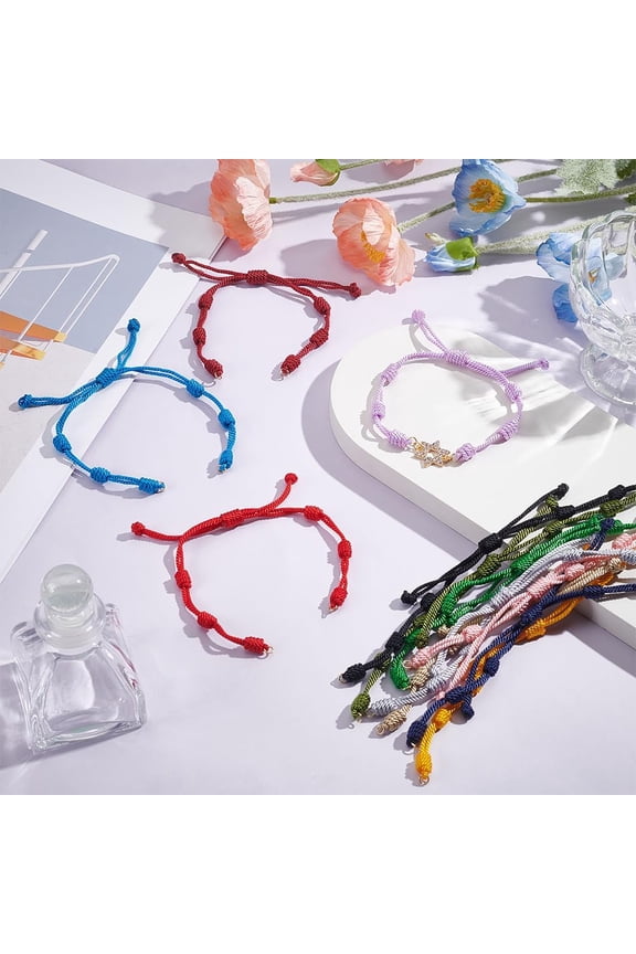 12Pcs 12 Colors Adjustable Cord Bracelets Cords Rope Nylon Thread Woven Bracelets for DIY Friendship Bracelet Jewelry Making Gifts for Women Men