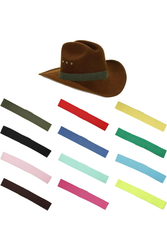 12Pcs 12 Colors Stretchable Hat Band Ribbons Rubber Overlay Hat Bands