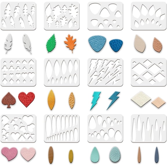 12Pcs 12 Style Plastic Drawing Painting Stencils Templates Mixed Patterns 20x25cm 1pc/style for DIY