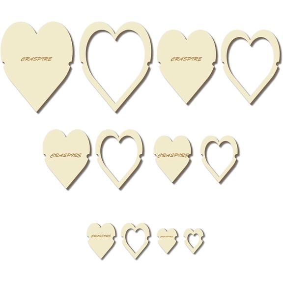 12Pcs 12 Style Wood Hoop Rings Macrame for DIY Craft Making Home Wall Hanging Wreath Decoration Heart 79~283x63~226x3mm 1pc/style
