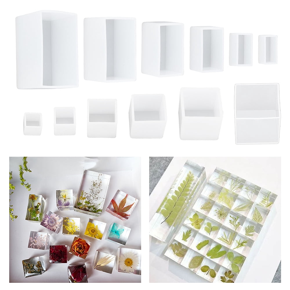12Pcs 12 Styles Silicone Molds Resin Casting Molds For UV Resin Epoxy Resin Jewelry Making Mixed Shapes White 25~107x21~66x18~62mm 1pc/style