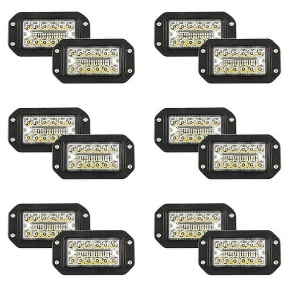 12Pcs 12V 6 Inch Flush Mount Work Light 26 LED Super Bright Spotlight Car Headlights,12 x Car Work Light,black