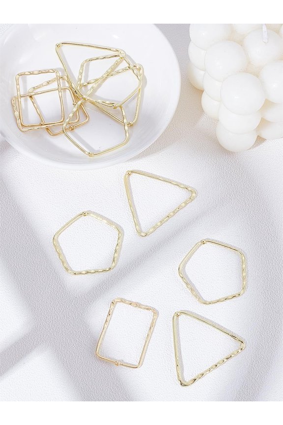 12Pcs 13 Style Geometric Hollow Frame Charms Hollow Alloy Pendants Retro Accessories