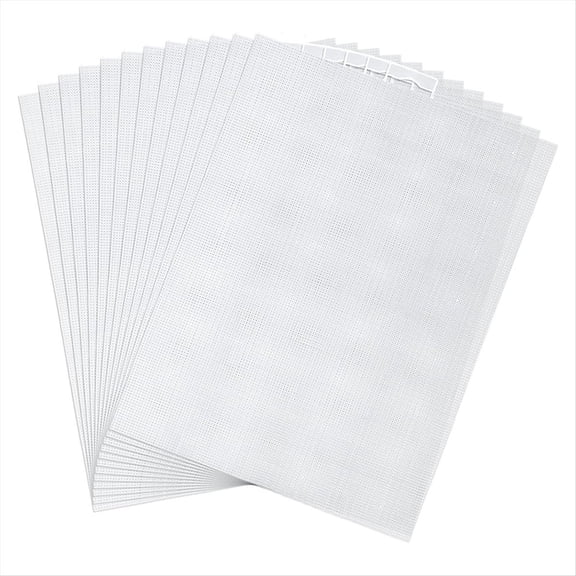 12Pcs 14 Count Plastic Mesh Canvas Sheets, 11x8.2 Inch White Needlepoint Craft Canvas Plastic Grid Sheet