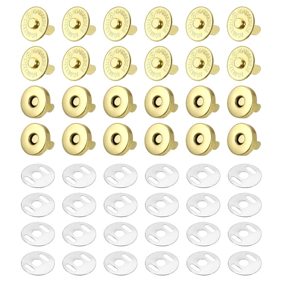 12Pcs 14mm Magnetic Snap Buttons Set Copper Fastener Clasp, Yellow