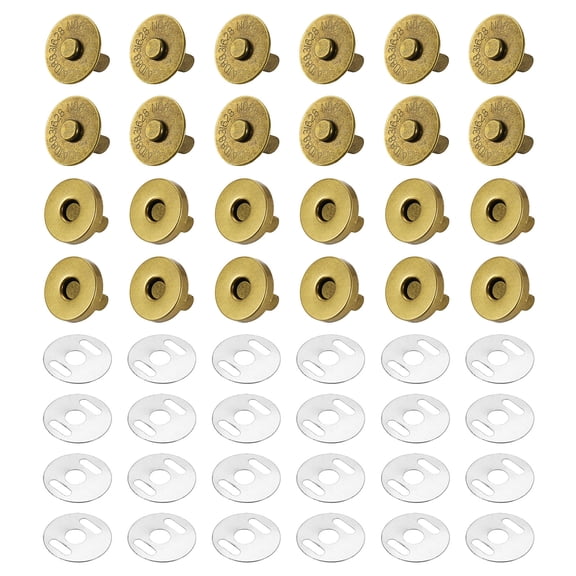 12Pcs 18mm Magnetic Snap Buttons Set Copper Fastener Clasp, Coppery