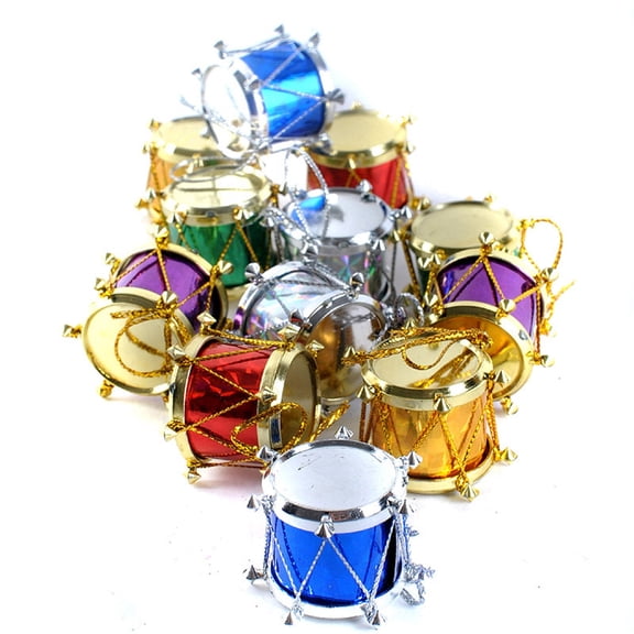 12Pcs 2.5Cm Christmas Mini Drum Ornaments Christmas Tree Hanging Glitter Drum Pendants Christmas Holiday Musical Instrument Hanging Decoration (Assorted Color) Christmas Decor