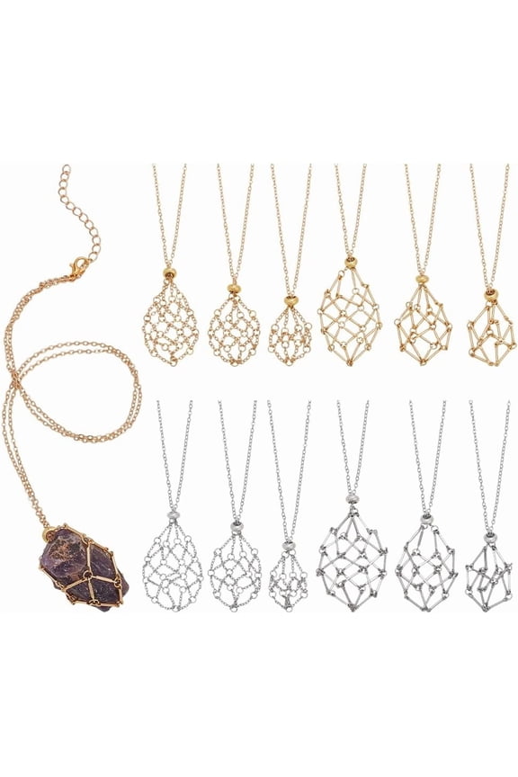 12Pcs 2 Color Brass Macrame Pouch Necklaces with 201 Stainless Steel Brass Pendants Mixed Color 20.08~24.02 inch(51~61cm) 6pcs/color for Handmade