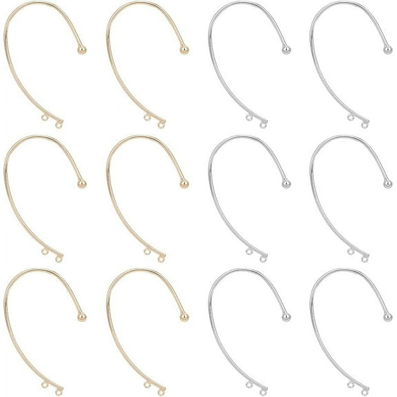 12Pcs 2 Color DIY Ear Cuff Metal Earring Cuffs Tassel Ear Wrap Earring Cuffs Accessaries with 2 Loop 53mm Long Ear Cuff