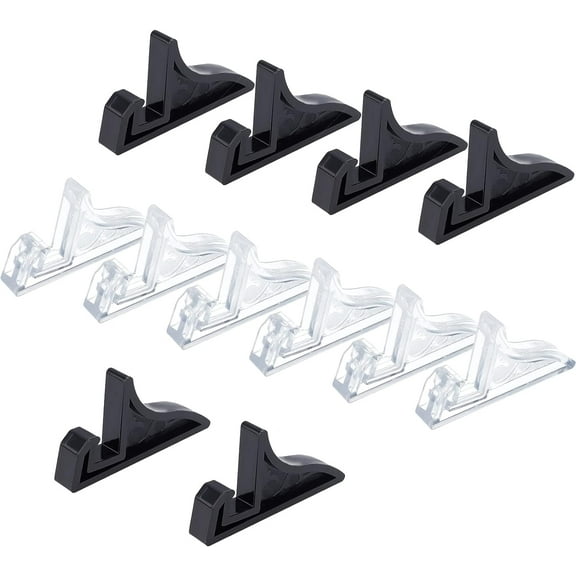 12Pcs 2 Colors Acrylic Easels Display Holder Clear Coin Display Holders Plastic Easel Holders Picture Display Holders Plate Holder Stands for Displaying Home Office Decor for DIY