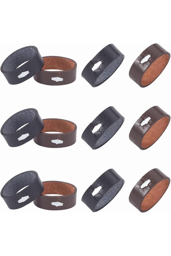 12Pcs 2 Colors Cowhide Belt Loop Keeper Black Brown Leather Belt End Holder Stays Retainer Tool Belt Straps Replacement Accessories Fit for DIY 1.38inch/35mm Wide Men Women Belt Straps