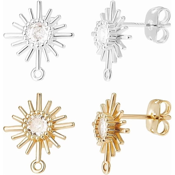 Boucles D’Oreilles Créoles Cactus Or Pavé Vert – Zirconium Cubique – Neuf
