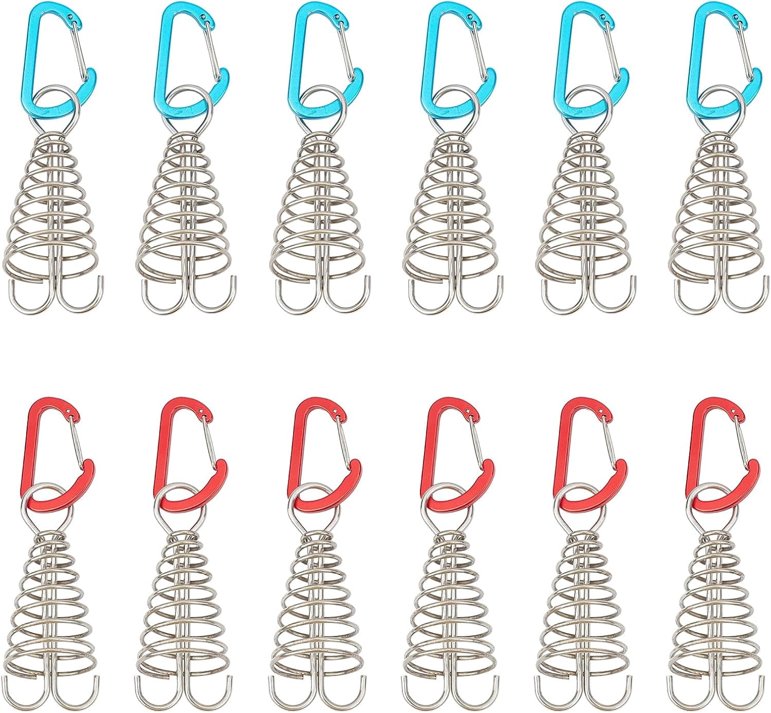 Fishbone Rope 12Pcs 2 Colors Fishbone Tent Rope Tightener with Carabiner Clips ...